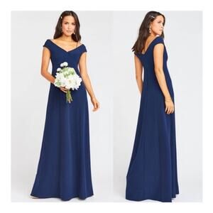 Show Me Your MuMu Zurich Knot Gown Rich Navy Stretch Crepe Small NWT